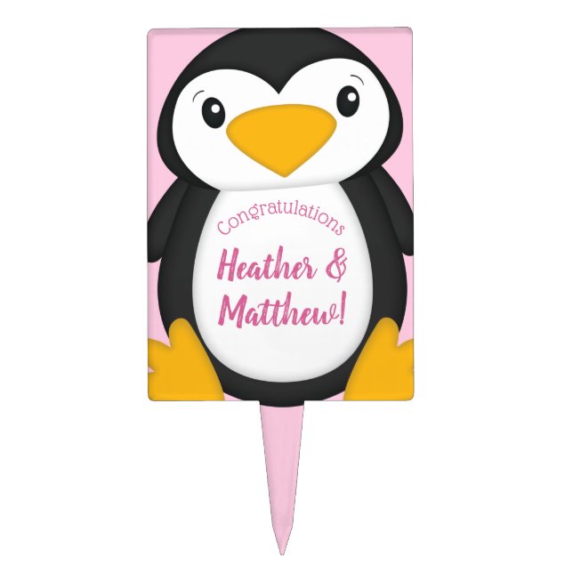 Penguin Baby Shower Cake Topper (Front)
