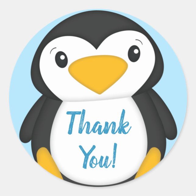 Penguin Baby Shower Classic Round Sticker (Front)