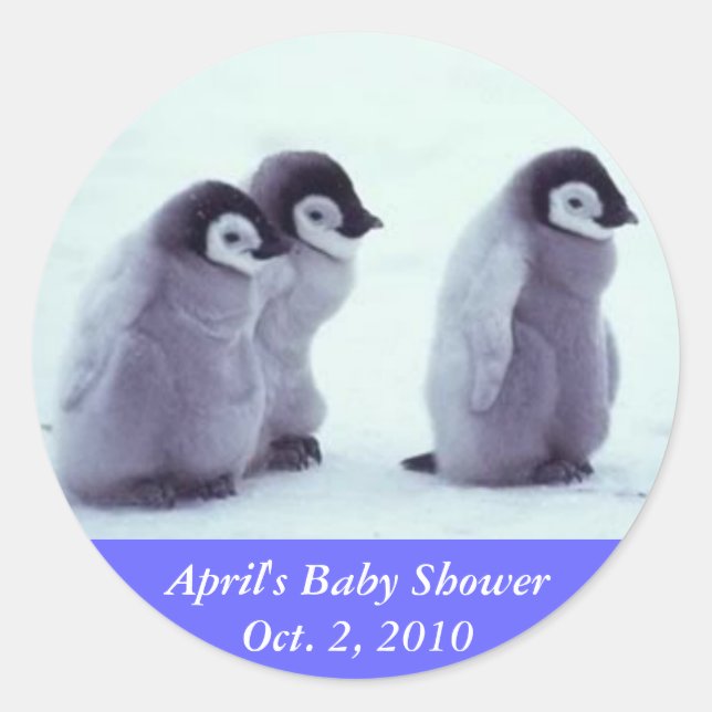 Penguin Baby Shower Classic Round Sticker (Front)