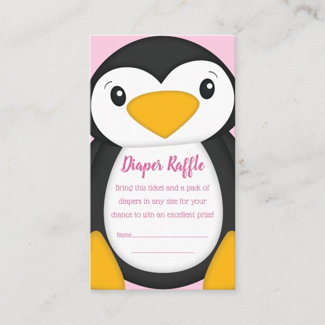 Penguin Baby Shower Diaper Raffle Cards (Front)