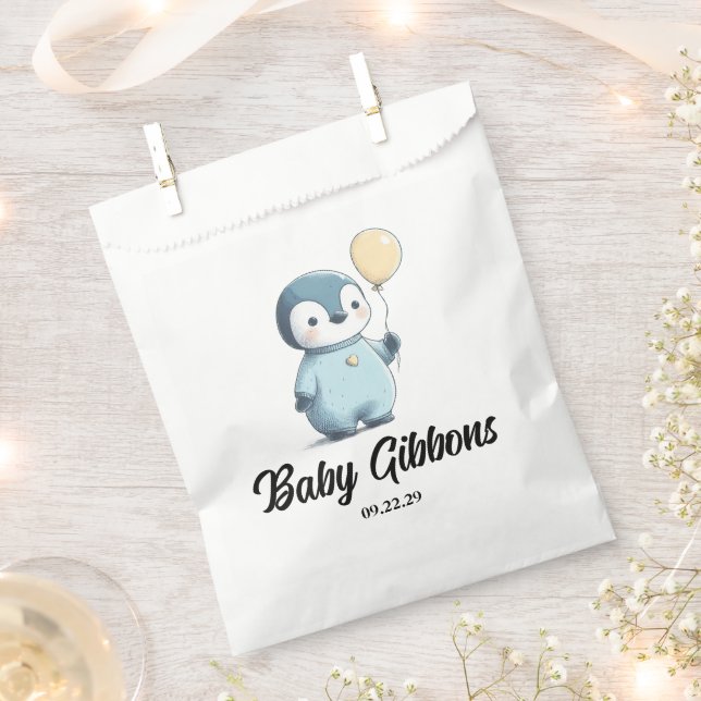 Penguin Baby Shower Favor Bag (Clipped)