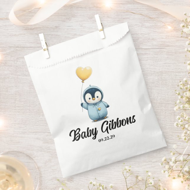 Penguin Baby Shower Favor Bag (Clipped)