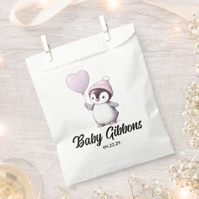 Penguin Baby Shower Favor Bag (Clipped)