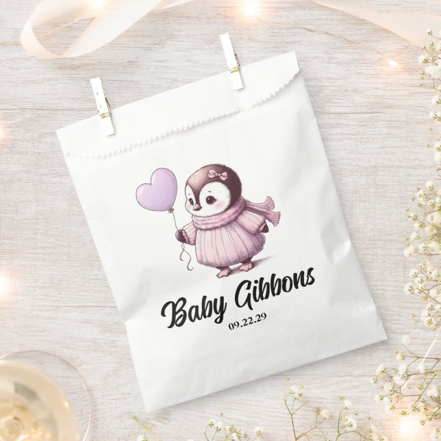 Penguin Baby Shower Favor Bag (Clipped)