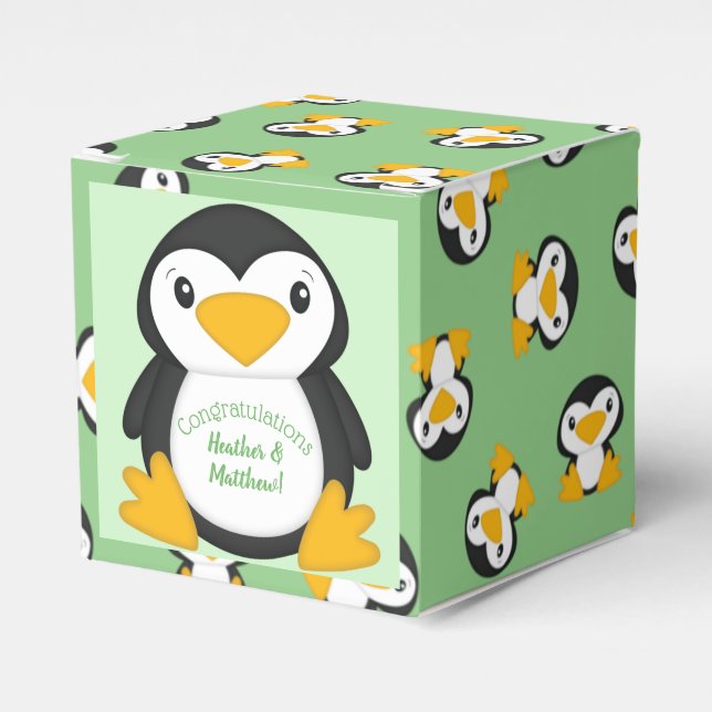 Penguin Baby Shower Favor Boxes (Front Side)
