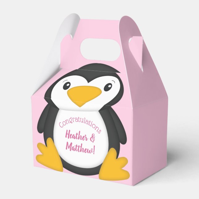 Penguin Baby Shower Favor Boxes (Front Side)