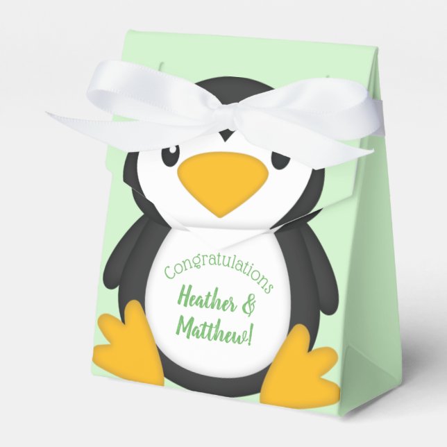 Penguin Baby Shower Favor Boxes (Front Side)