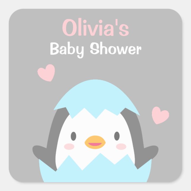 Penguin Baby Shower Favor Decorative Stickers (Front)