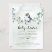 Penguin Baby Shower Girl Invitation (Front)