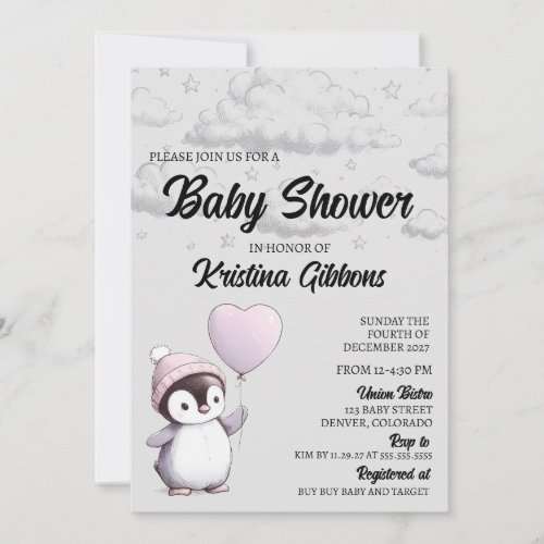 Penguin Baby Shower Invitation
