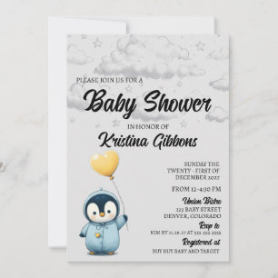 Penguin Baby Shower Invitation