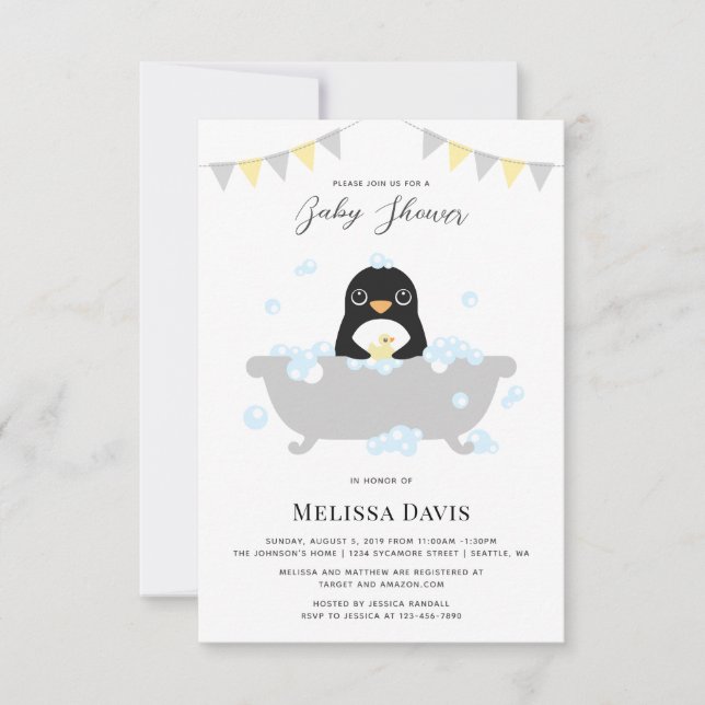 Penguin Baby Shower Invitation (Front)