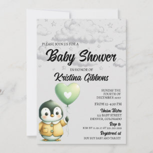 Penguin Baby Shower Invitation