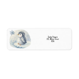 Penguin. Baby shower.  Label