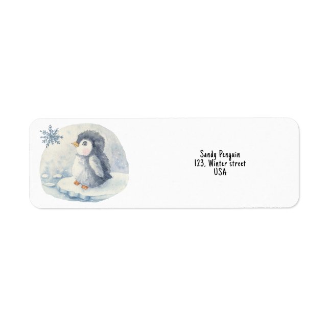 Penguin. Baby shower.  Label (Front)