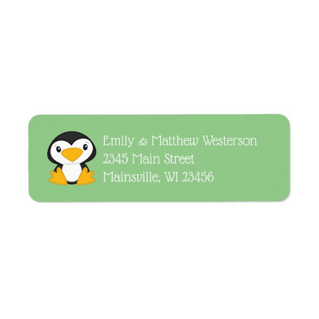 Penguin Baby Shower Label (Front)