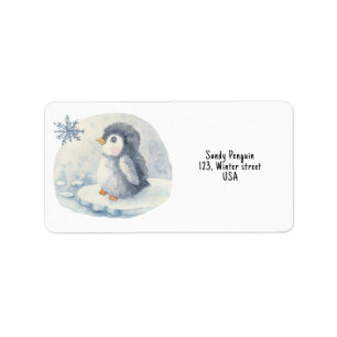 Penguin. Baby shower. Label