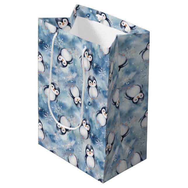 Penguin Baby Shower Medium Gift Bag (Front Angled)