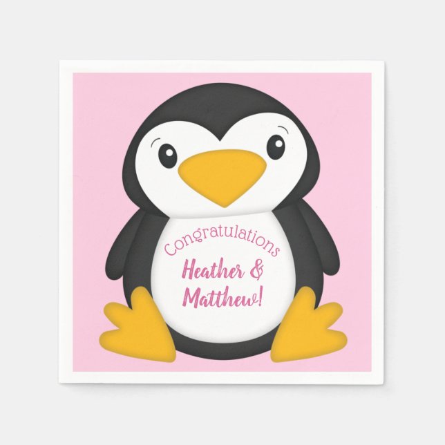 Penguin Baby Shower Napkins (Front)