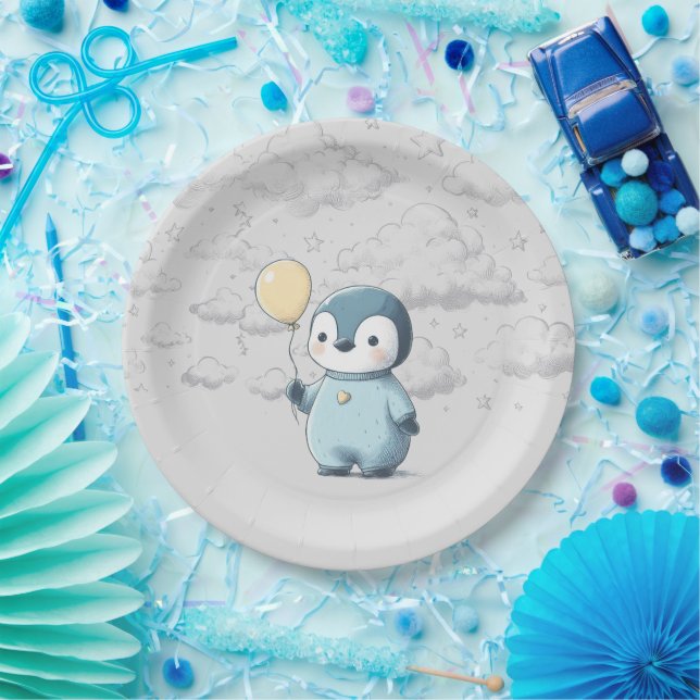 Penguin Baby Shower Paper Plates (Party)