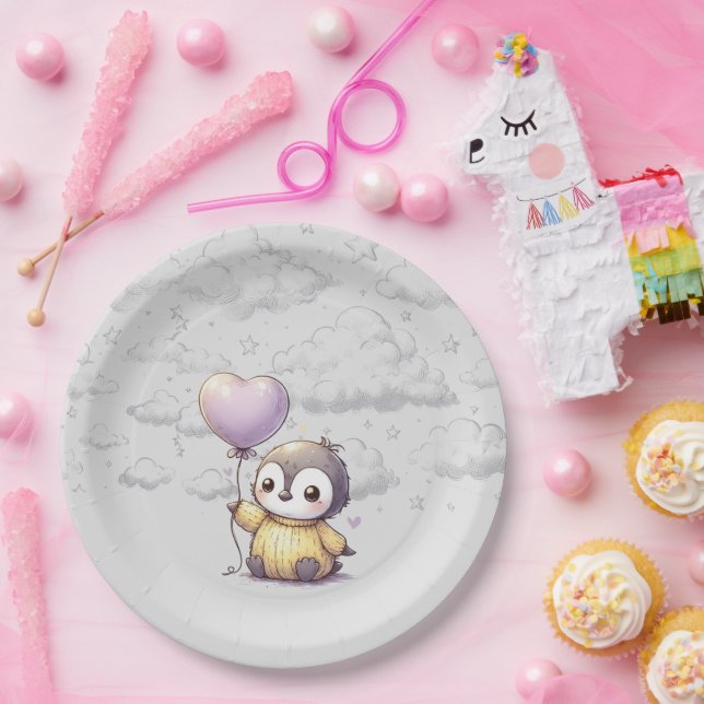 Penguin Baby Shower Paper Plates (Party)