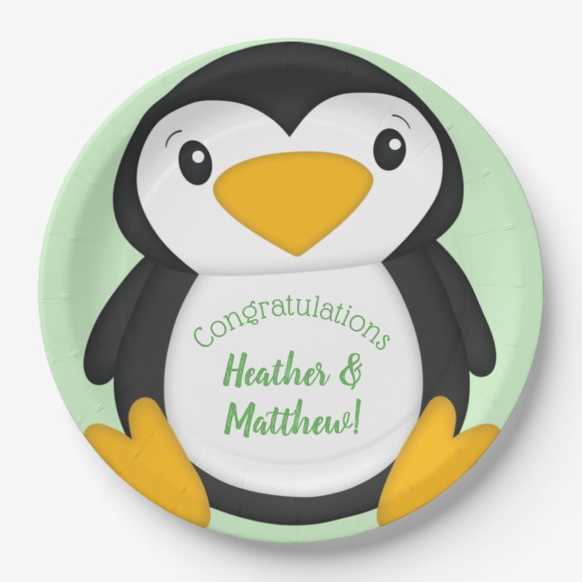 Penguin Baby Shower Paper Plates (Front)