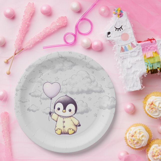 Penguin Baby Shower Paper Plates (Party)