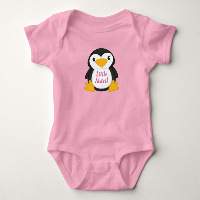 Penguin Baby Shower Pink Bodysuit (Front)