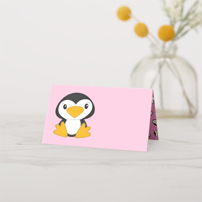Penguin Baby Shower Place Card (Front)