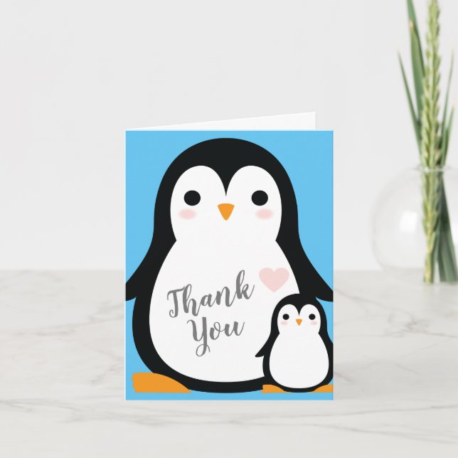 Penguin Baby Shower Thank You Card (Front)