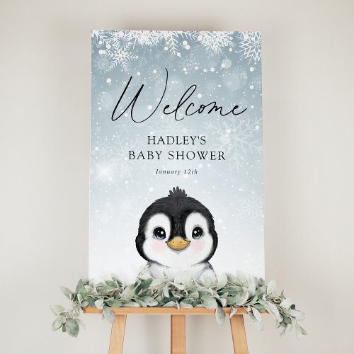 Penguin Baby Shower Welcome Sign