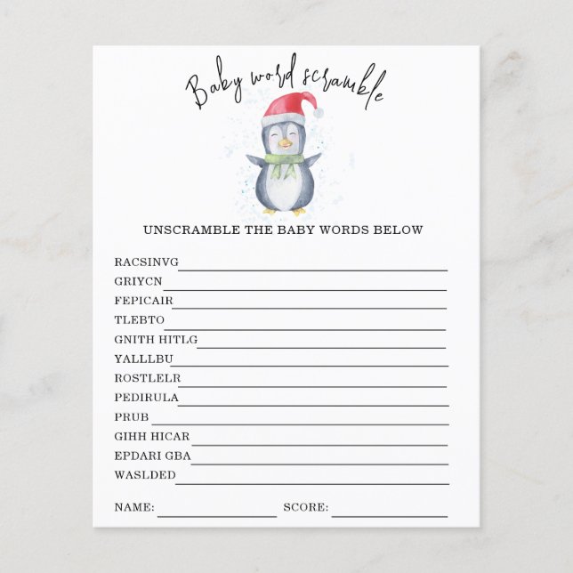 Penguin - Baby Word Scramble (Front)