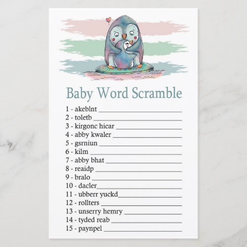 Penguin Baby word scramble game