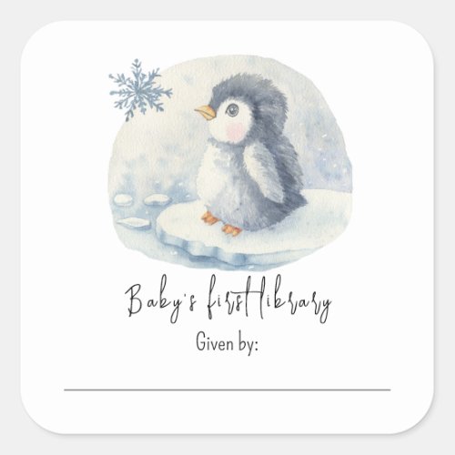 Penguin _ Babys first library Square Sticker