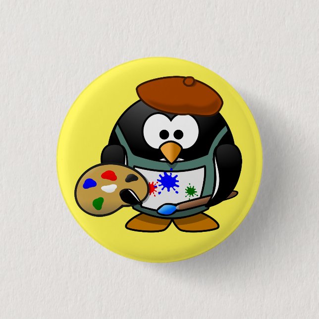 penguin badge pinback button (Front)