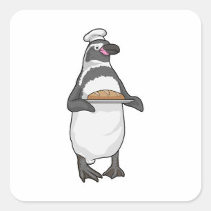 Penguin Baker Bread Square Sticker