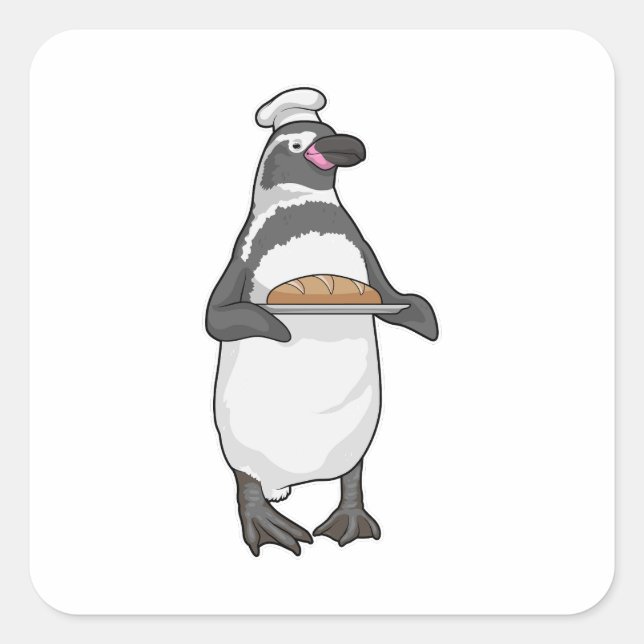 Penguin Baker Bread Square Sticker (Front)
