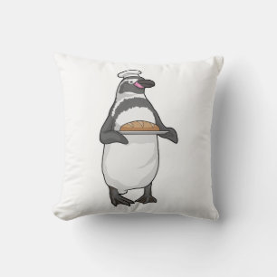 Penguin Baker Bread Throw Pillow