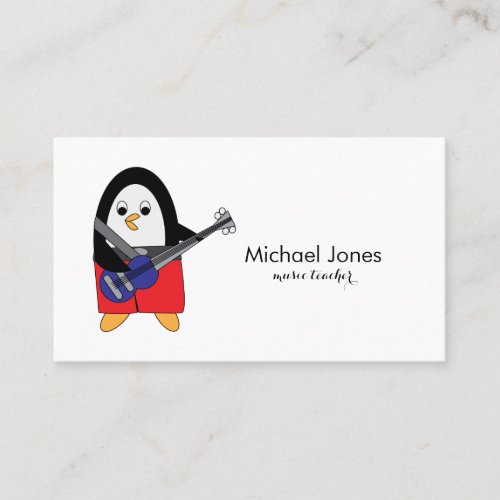 Penguin Bass Player Music Personalize Business Card