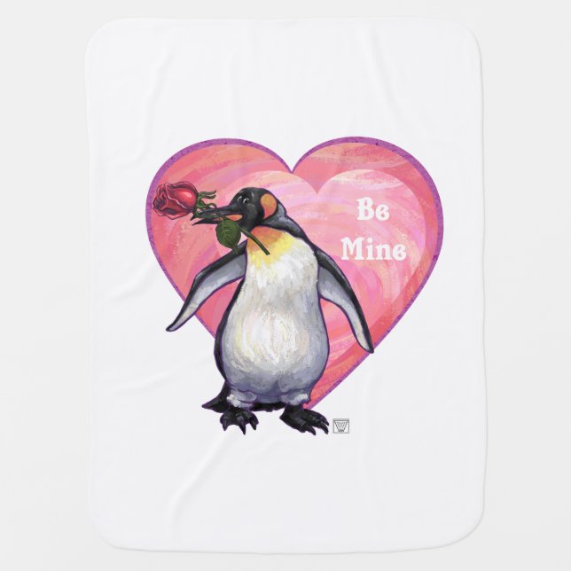 Penguin Be Mine Swaddle Blanket (Front)