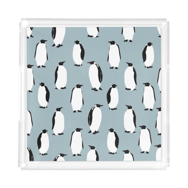 Penguin Bird Animal Cute Pattern Acrylic Tray (Front)