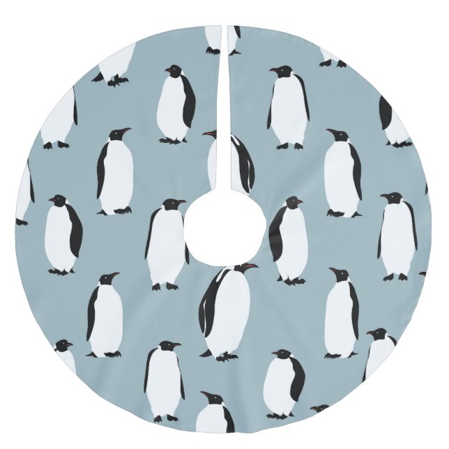 Penguin Bird Animal Cute Pattern Brushed Polyester Tree Skirt (Front)