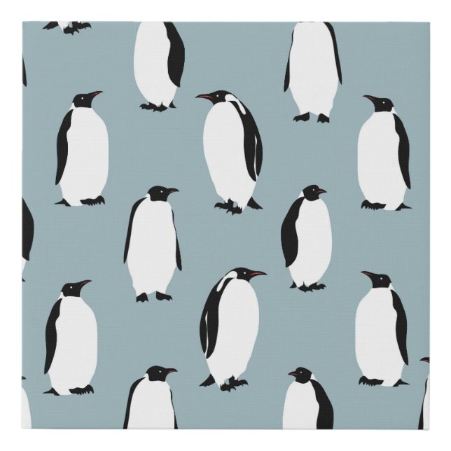 Penguin Bird Animal Cute Pattern Faux Canvas Print (Front)