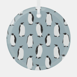 Penguin Bird Animal Cute Pattern Glass Ornament