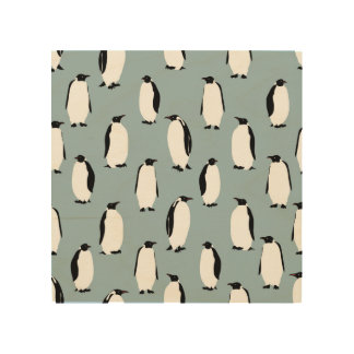 Penguin Bird Animal Cute Pattern Wood Wall Art