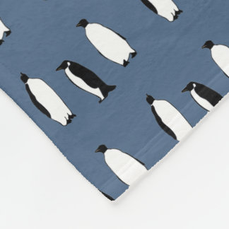 Penguin Bird Blue Antarctic Animal Polar Fleece Blanket
