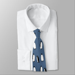 Penguin Bird Blue Antarctic Animal Polar Winter Neck Tie