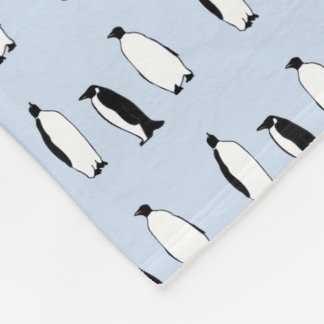 Penguin Bird Blue Arctic Animal Polar Winter Fleece Blanket