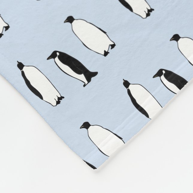Penguin Bird Blue Arctic Animal Polar Winter  Fleece Blanket (Corner)