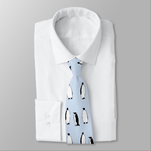 Penguin Bird Blue Arctic Animal Polar Winter Neck Tie